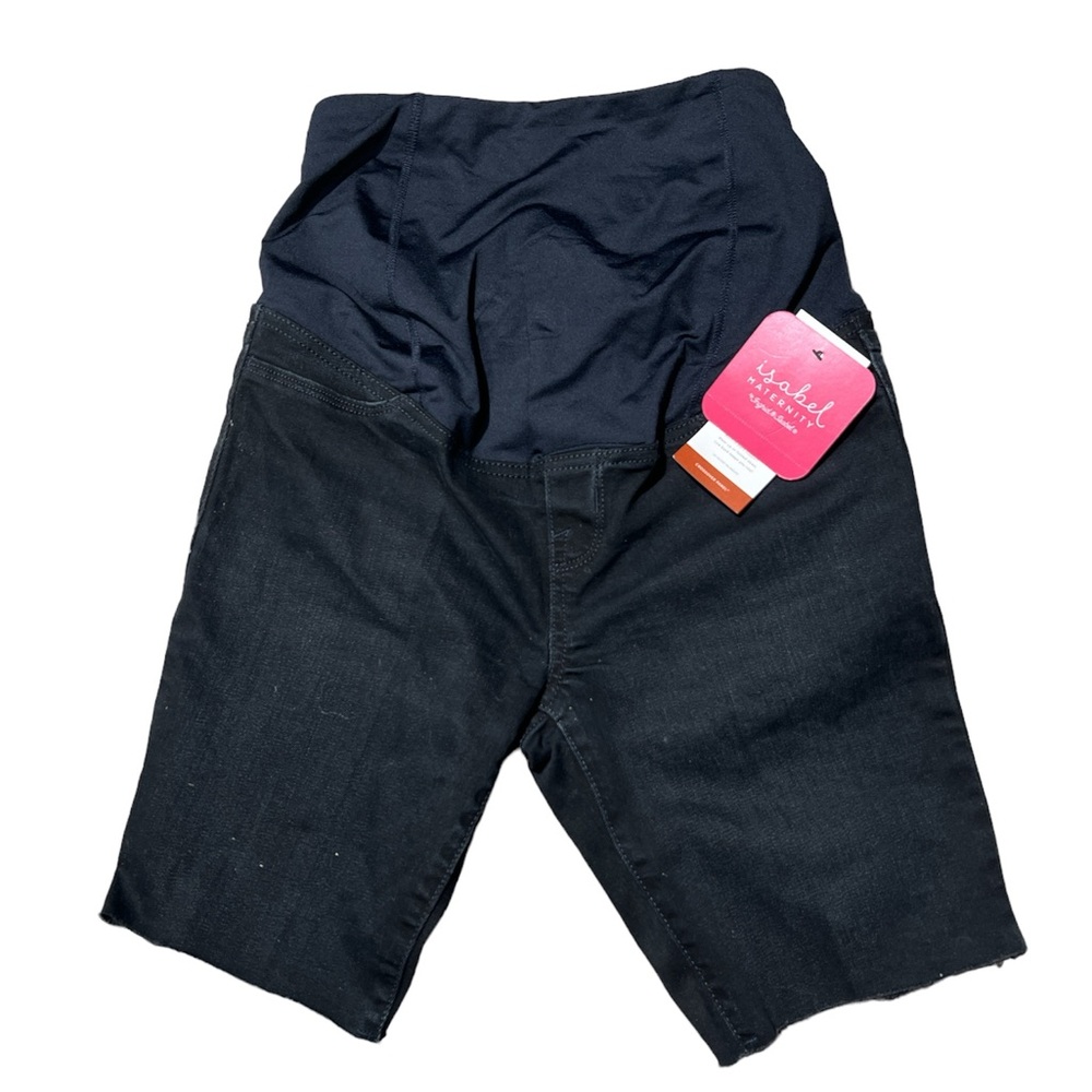 Ingrid & Isabel Maternity Bermuda Shorts Crossover Panel Size 4 Black Denim